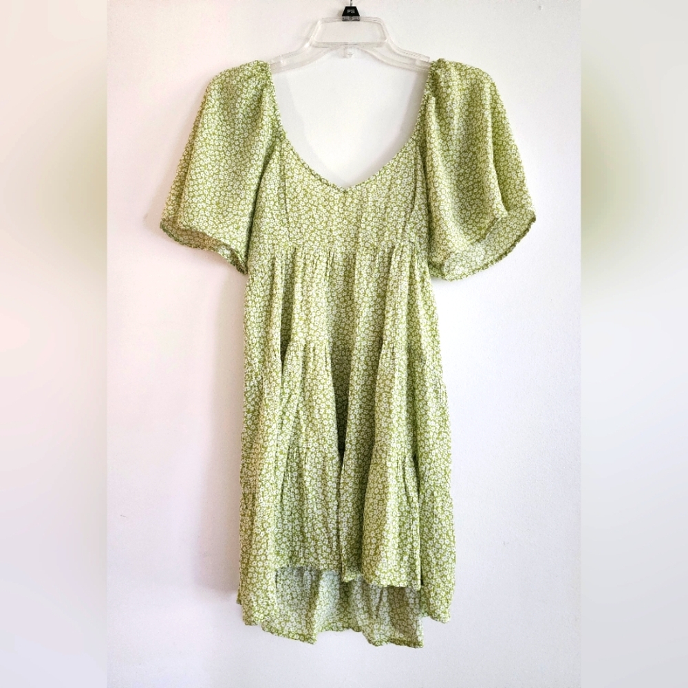 $8 If Bundled-BILLABONG |Secret Garden Floral Mini Dress | Avocado Green| Small